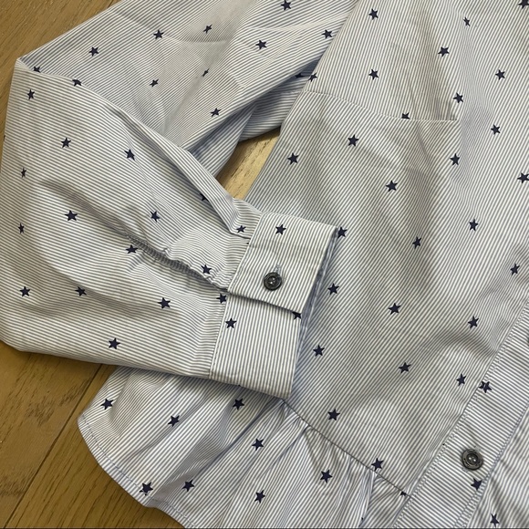 Star Print Peplum Button Down Shirt - Picture 4 of 6